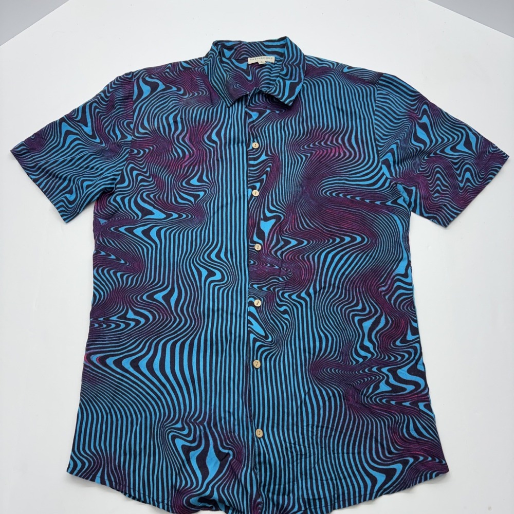 Earthbound Trading Co Bohemian Hippie Geometric Men's Shirt 100% Viscos india Sm